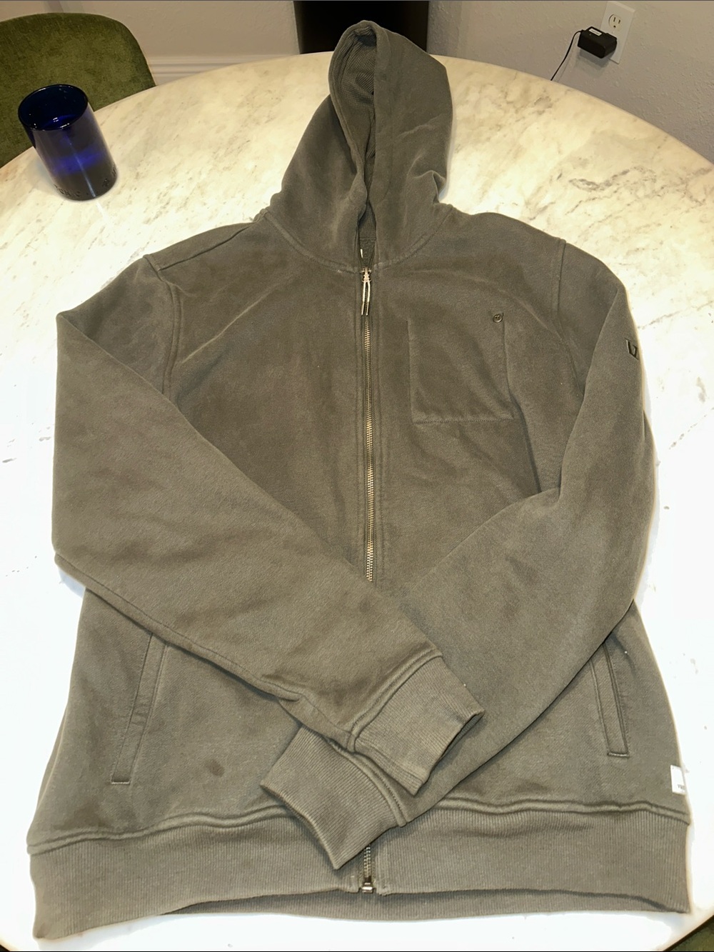 Vuori Olive Green Zip-Up Hoodie Sweater size Large